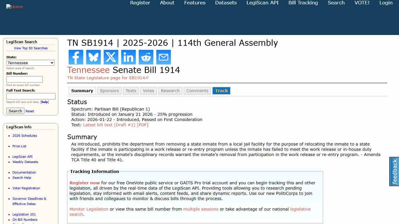 TN SB1914 2025-2026 114th General Assembly LegiScan